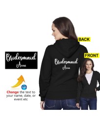 Personalised Bridesmaid With Custom Name Text Bachelorette Party Wedding Celebration Printed Adult Unisex Hooded Sweatshirt